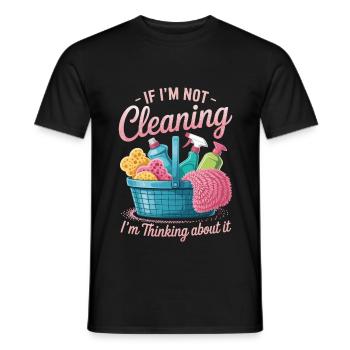 Lustiges Putzen oder darüber nachdenken - Männer T-Shirt - Schwarz - Vorne - AI Model Male 178 light (178cm)