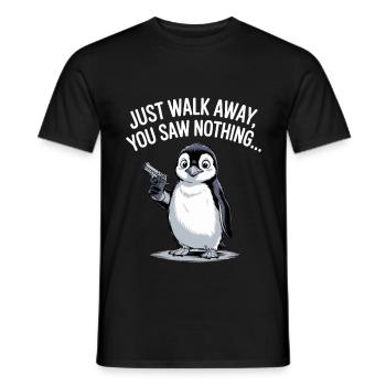 Pinguin Handfeuerwaffe Geh einfach weg, du hast nichts gesehen - Männer T-Shirt - Schwarz - Vorne - AI Model Male 178 light (178cm)