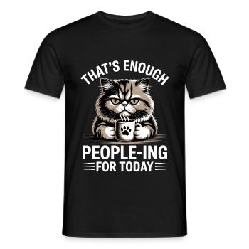 Lustige Katze, die genug Leute für heute ist - Männer T-Shirt - Schwarz - Vorne - AI Model Male 178 light (178cm)