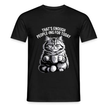 Lustige Katze, die genug Leute für heute ist - Männer T-Shirt - Schwarz - Vorne - AI Model Male 178 light (178cm)