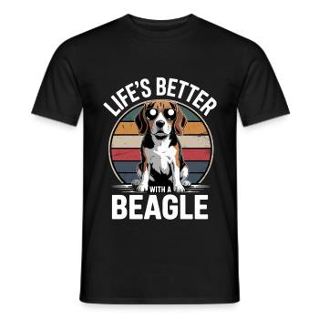 La vie est meilleure avec un beagle - T-shirt homme - noir - Devant - AI Model Male 178 light (178cm)