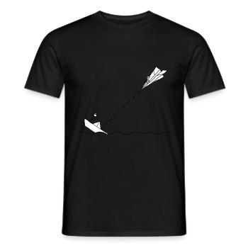 Paper plane stick figures - Men's T-Shirt - black - Front - AI Model Male 178 light (178cm)