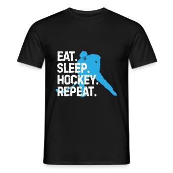 Eat Sleep Repeat Hockey Gift - Men's T-Shirt - black - Front - AI Model Male 178 light (178cm)
