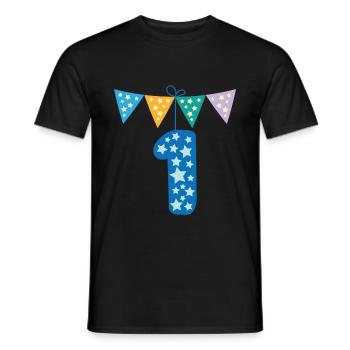 One Birthday Kids 1 Year Gift Nursery - Men's T-Shirt - black - Front - AI Model Male 178 light (178cm)