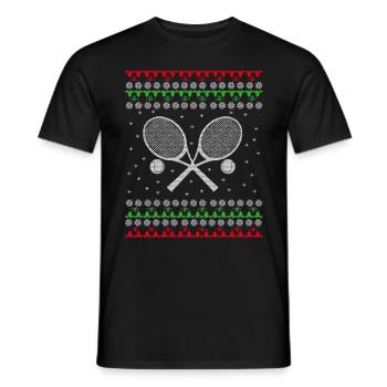 Tennis Ugly Xmas Sweater Geschenk Christmas - Männer T-Shirt - Schwarz - Vorne - AI Model Male 178 light (178cm)