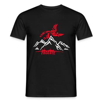 Phoenix, oiseau au-dessus des montagnes, rouge, blanc - T-shirt homme - noir - Devant - AI Model Male 178 light (178cm)