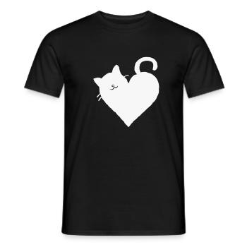 Cat gift love heart meow cat cat mom white - Men's T-Shirt - black - Front - AI Model Male 178 light (178cm)