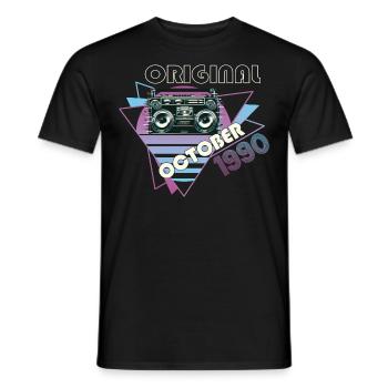 Millésime 1990 32e anniversaire cadeau cassette rétro - T-shirt homme - noir - Devant - AI Model Male 178 light (178cm)