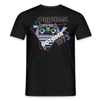 Vintage 1973 Cadeau d’anniversaire Cassette Rétro - T-shirt homme - noir - Devant - AI Model Male 178 light (178cm)