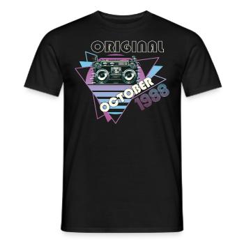 Vintage, 1988, 34e anniversaire, cadeau, cassette rétro - T-shirt homme - noir - Devant - AI Model Male 178 light (178cm)