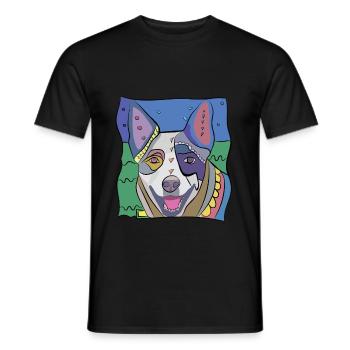 Chien Australien Artwork - T-shirt homme - noir - Devant - AI Model Male 178 light (178cm)