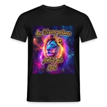 Aus Schmerz geboren, gekrönt mit Mut - Löwenstark - Männer T-Shirt - Schwarz - Vorne - AI Model Male 178 light (178cm)