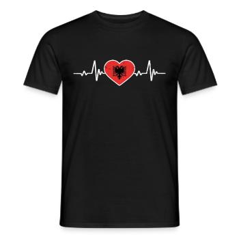 Albanien Herz Albanische Flagge Retro - Männer T-Shirt - Schwarz - Vorne - AI Model Male 178 light (178cm)