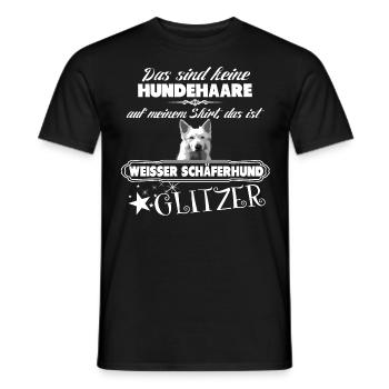 WEISSER SCHÄFERHUND GLITZER - Männer T-Shirt - Schwarz - Vorne - AI Model Male 178 light (178cm)