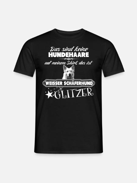 WEISSER SCHÄFERHUND GLITZER - Männer T-Shirt - Schwarz
