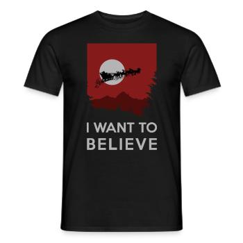 Je veux croire - croire au Père Noël - T-shirt homme - noir - Devant - AI Model Male 178 light (178cm)