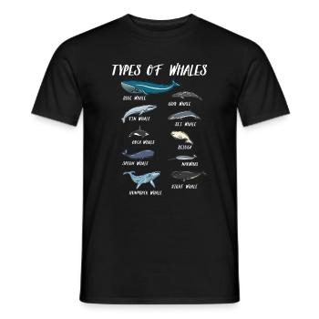 Biologie Wale Arten Blauwal Grauwal Pottwal Orca - Männer T-Shirt - Schwarz - Vorne - AI Model Male 178 light (178cm)
