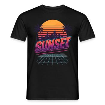 Retro Sunset - 80s Style - Men's T-Shirt - black - Front - AI Model Male 178 light (178cm)