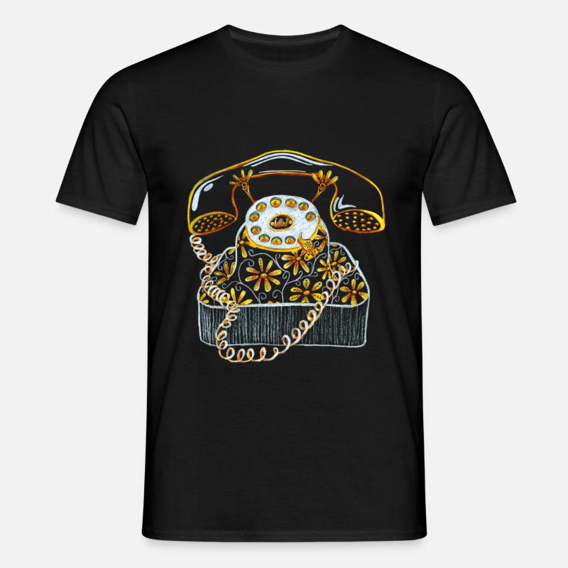 kwiaty telefon - Koszulka męska - czarny