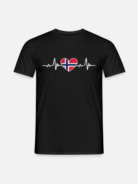 Norway Heart Norwegian Flag Retro - Men's T-Shirt - black