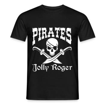 Pirates Piraten Jolly Roger - Männer T-Shirt - Schwarz - Vorne - AI Model Male 178 light (178cm)