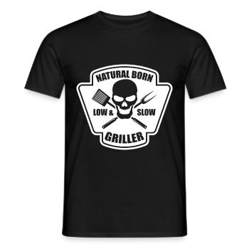 Natural born griller gift BBQ Grilling Chef - Men's T-Shirt - black - Front - AI Model Male 178 light (178cm)