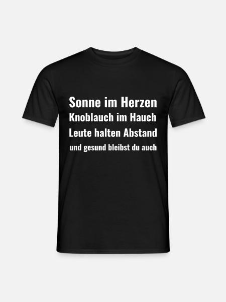Sonne im Herzen , Knoblauch im Hauch , Spruch - Männer T-Shirt - Schwarz