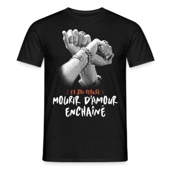 MOURIR D AMOUR ENCHAINÉ - T-shirt homme - noir - Devant - AI Model Male 178 light (178cm)