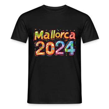 Mallorca 2024 Bunt - Männer T-Shirt - Schwarz - Vorne - AI Model Male 178 light (178cm)