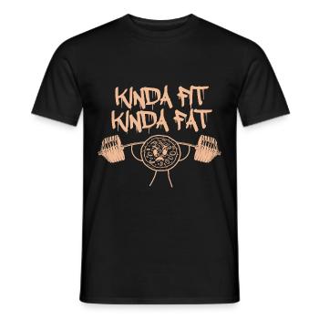 Kinda fat gift pizza pizza lovers pizzeria - Men's T-Shirt - black - Front - AI Model Male 178 light (178cm)