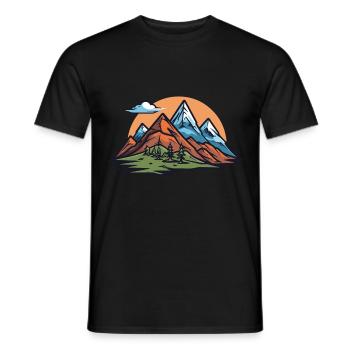 Mountains Symbol Nature Landscape - Men's T-Shirt - black - Front - AI Model Male 178 light (178cm)