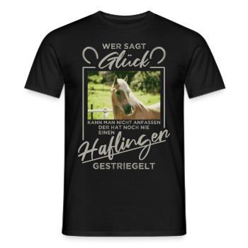 Haflinger « Glück » - T-shirt homme - noir - Devant - AI Model Male 178 light (178cm)