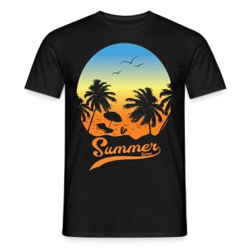 Summer vacation Sommerurlaub am Strand unter Palm - Männer T-Shirt - Schwarz - Vorne - AI Model Male 178 light (178cm)