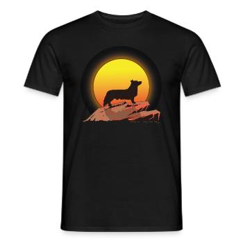 Welsh Corgi retro gift shirt - Men's T-Shirt - black - Front - AI Model Male 178 light (178cm)