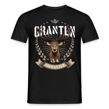 Grantln is a lifestyle Hirsch Grantler Bayern - Men's T-Shirt - black - Front - AI Model Male 178 light (178cm)