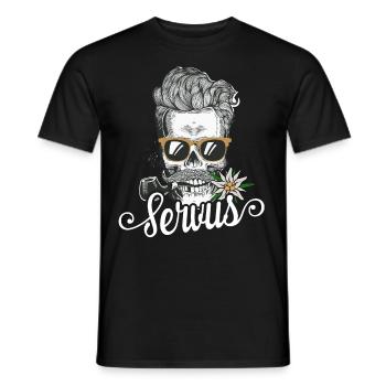 Servus Totenkopf Bayern Tirol Tracht - Männer T-Shirt - Schwarz - Vorne - AI Model Male 178 light (178cm)