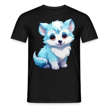 Kawaii Arctic Fox Mignon Japonais Anime Esthétique - T-shirt homme - noir - Devant - AI Model Male 178 light (178cm)