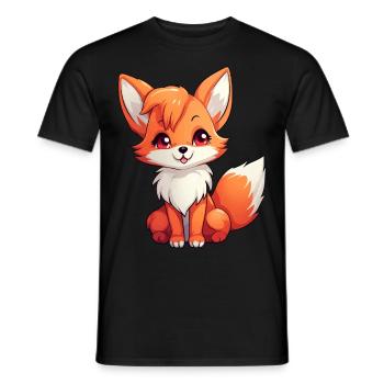 Lustiger Kawaii-Fuchs zum Liebhaber von Anime und Manga - Männer T-Shirt - Schwarz - Vorne - AI Model Male 178 light (178cm)