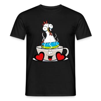 Kaffee Pause Tasse Huhn Morgenmuffel - Männer T-Shirt - Schwarz - Vorne - AI Model Male 178 light (178cm)