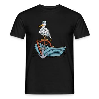 Mouette Sailor Bateau Maritime Sailor Ahoy - T-shirt homme - noir - Devant - AI Model Male 178 light (178cm)