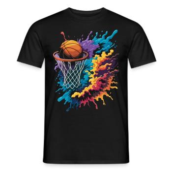 Bunte Basketball Tie Dye Farbe Splash Hoop Net - Männer T-Shirt - Schwarz - Vorne - AI Model Male 178 light (178cm)