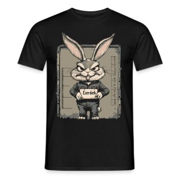 Hase Eierdieb Osterhase Mugshot Polizeifoto Ostern - Männer T-Shirt - Schwarz - Vorne - AI Model Male 178 light (178cm)