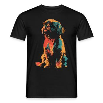 Bunter Shi Tzu Silhouette Vintage - Männer T-Shirt - Schwarz - Vorne - AI Model Male 178 light (178cm)