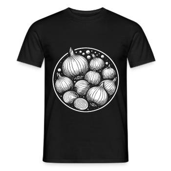 Stylish onion design – For kitchen fans with Ges - Men's T-Shirt - black - Front - AI Model Male 178 light (178cm)