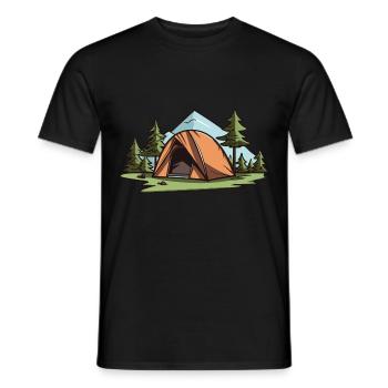 Camping Zelt Camper - Männer T-Shirt - Schwarz - Vorne - AI Model Male 178 light (178cm)