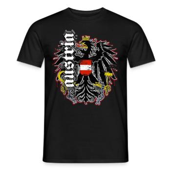 Austria T-Shirt with eagle coat of arms Austria Retro - Men's T-Shirt - black - Front - AI Model Male 178 light (178cm)