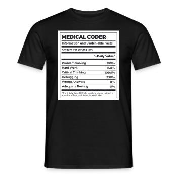 Funny Medical Coder Nutrition Facts - Men's T-Shirt - black - Front - AI Model Male 178 light (178cm)
