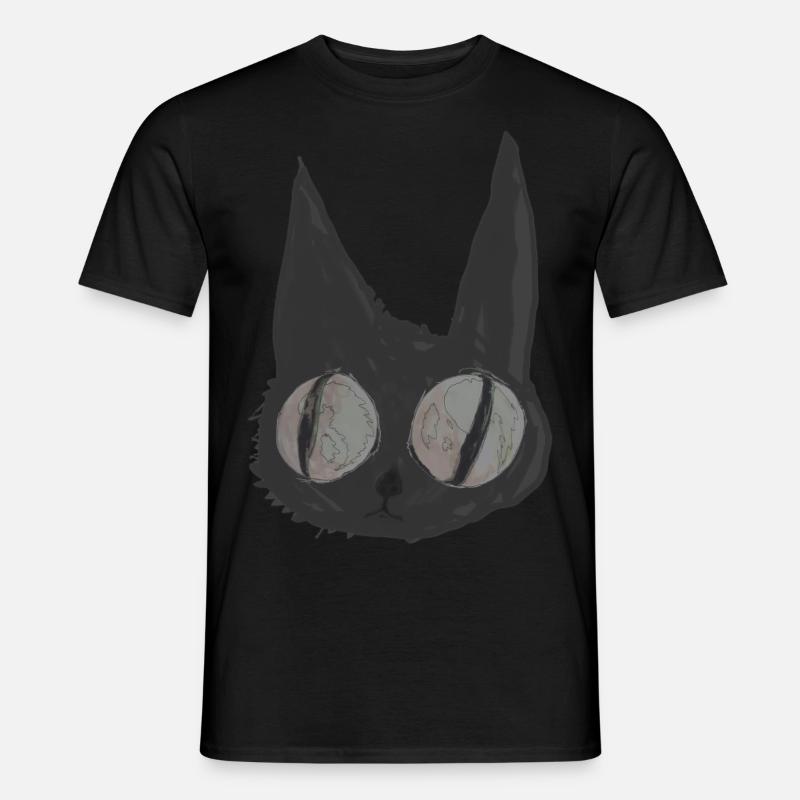Psycho Cat, schwarze Katze, Illustration - Männer T-Shirt - Schwarz