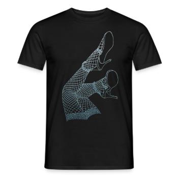 Halterlose Strümpfe 01 - Stockings 01 - Männer T-Shirt - Schwarz - Vorne - AI Model Male 178 light (178cm)