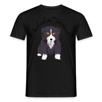 Australian Shepherd, black tri - Men's T-Shirt - black - Front - AI Model Male 178 light (178cm)